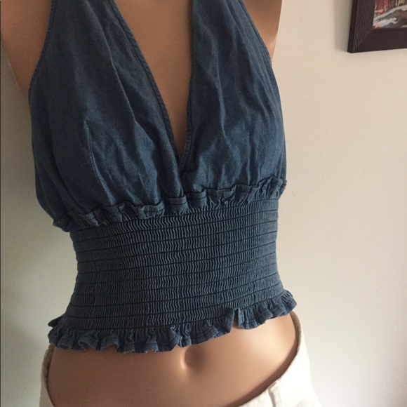 Free People Tops - S-M Free People RARE halter lightweight jean